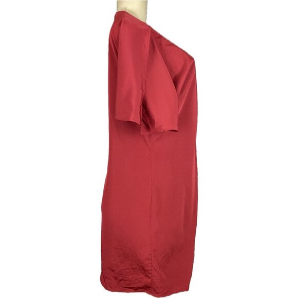 Jessica Simpson M Red Cross-Over Front Zip Back Cold Shoulder Short Sleeve Dress - Picture 3 of 6